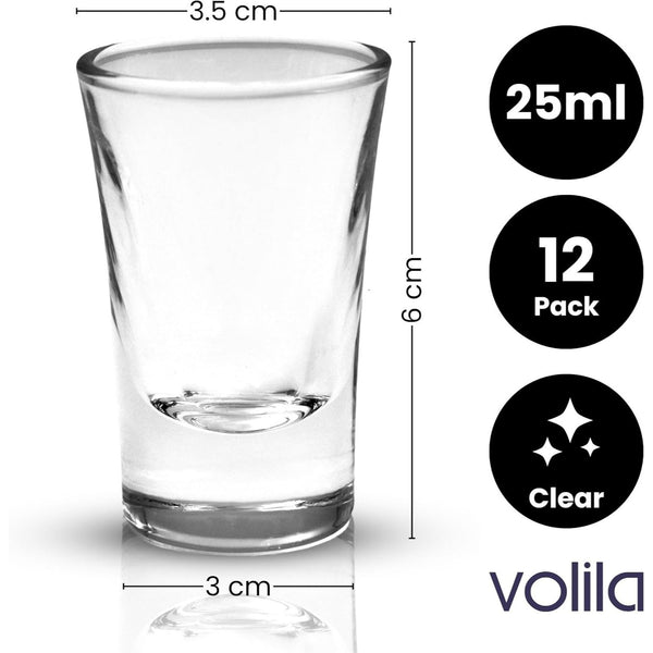 Heavy Base Shot Glasses - 25ml Shot Glasses Set for Alcohol, Vodka, Expresso, Tequila & Desserts - Durable and Reusable for Home, Bars & Party