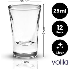 Heavy Base Shot Glasses - 25ml Shot Glasses Set for Alcohol, Vodka, Expresso, Tequila & Desserts - Durable and Reusable for Home, Bars & Party