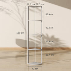 LED Floor Lamp with Shelves, 5-Tier Dimmable Standing Lamp with Adjustable Brightness and Foot Switch, Modern Corner Display Shelf Unit for Living Room Bedroom Office