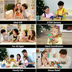 TOSY Magnet Pyramid Stone - 1 Cube Transforms into 1 Billion Shapes, 12 Pieces, 243 Magnets, Christmas Stocking Stuffers Gift for Kids, Holographic Design, Creative Puzzle STEM Toy