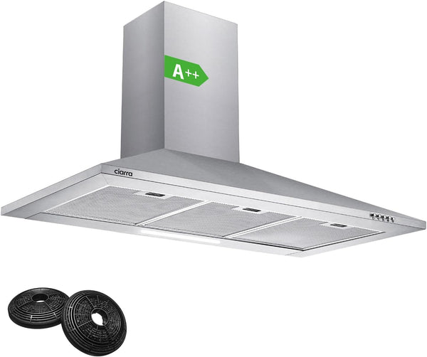 CIARRA Cooker Hood 60Cm CBCB6201 600Mm Kitchen Extractor Hood with Carbon Filters Recirculating&Ducting Wall Mounted Cooker Extractor Fan Black