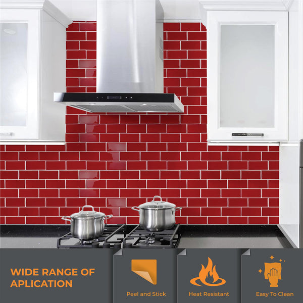 WALPLUS 6 Pcs 3D Tile Stickers Peel and Stick Backsplash Splashback Decals Tile Transfer for Kitchen Bathroom Living Room Stick on Tile Waterproof Glossy 30.5 x 30.5cm (12