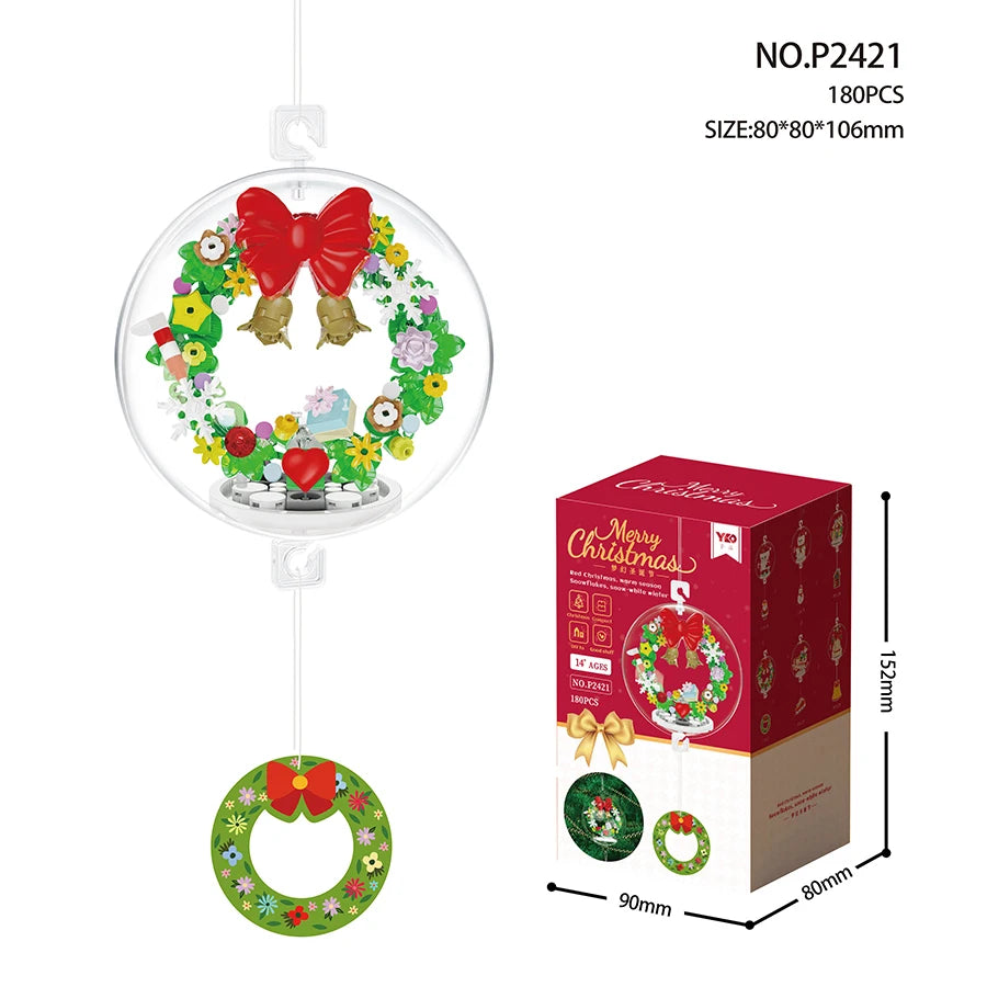 Christmas Pendant Ball Building Blocks Mini Bricks Bell Snowman Santa Claus Christmas Tree Decorations for Home Christmas Gifts