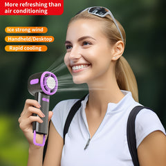 Cooling High-Speed Handheld Fan, Folding Turbo Mini Fan With 2000mAh Battery Capacity, Superconducting Ice Porcelain Cooling Technology - LED Display, Portable And Powerful For Personal, USB Rechargeable
