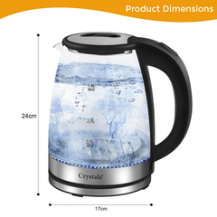 1.8L/1500W Glass Electric Kettles, Glass Kettle with Blue LED and Boil Dry Protection, Cordless Fast Boil Quiet Kettle - Easy to Clean Electric Kettle, BPA Free