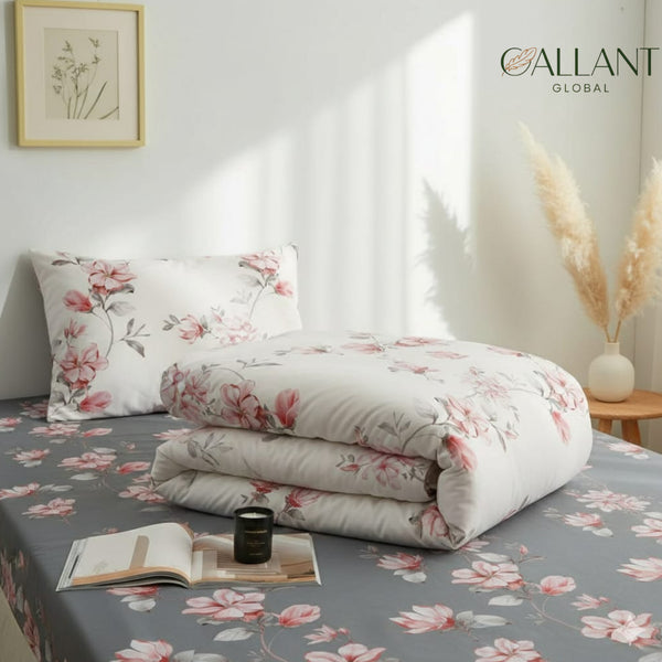 Printed Floral Duvet Sets 100% MicroFiber Super Soft Bedding Sets Button Closure With 2 Pillowcase Reversible Multicolored Duvet Covers Set
