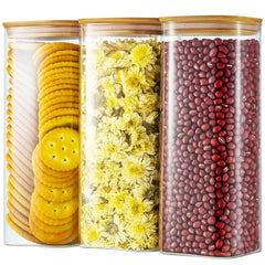 Glass Storage Jars with Lids Airtight Spaghetti Pasta Storage Container Kitchen Containers Clear Food Storage containers for Spaghetti Pasta Oats Cereal Rice