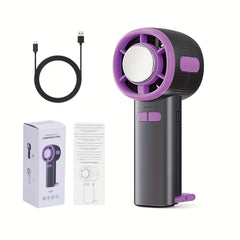 Cooling High-Speed Handheld Fan, Folding Turbo Mini Fan With 2000mAh Battery Capacity, Superconducting Ice Porcelain Cooling Technology - LED Display, Portable And Powerful For Personal, USB Rechargeable