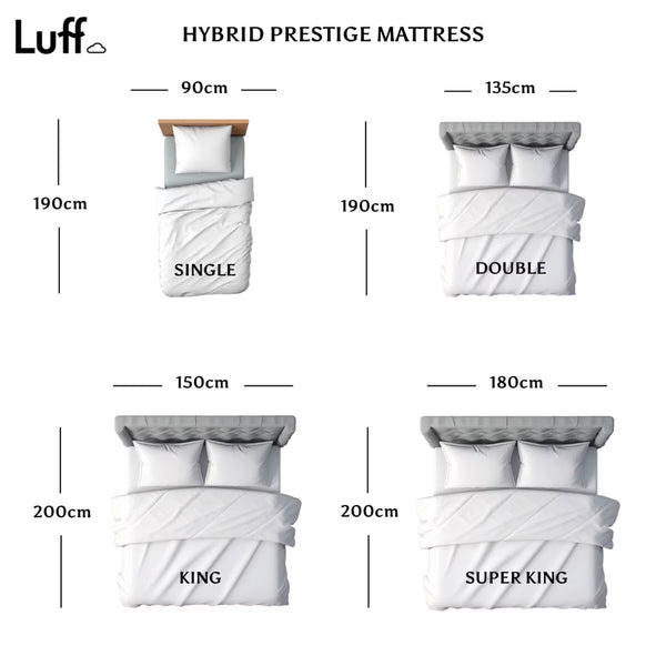 Luff Prestige Hybrid Bamboo Mattress in Firm Comfort Rating & 5 Sizes