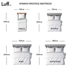 Luff Prestige Hybrid Bamboo Mattress in Firm Comfort Rating & 5 Sizes