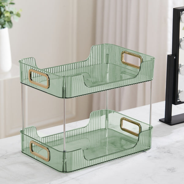 Grey/Clear/Green Stackable Makeup Storage Box with Modern Acrylic Design, Cosmetic Display Organizer for Office Desk and Dressing Table, Practical Desktop Organizer Rack for Jewelry and Lipstick, Perfect Gift Idea for Women and Girls