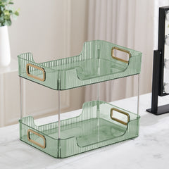 Grey/Clear/Green Stackable Makeup Storage Box with Modern Acrylic Design, Cosmetic Display Organizer for Office Desk and Dressing Table, Practical Desktop Organizer Rack for Jewelry and Lipstick, Perfect Gift Idea for Women and Girls