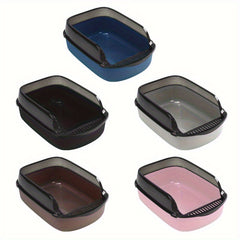 Extra Large Open Cat Litter Tray High Sided Deep Jumbo Rim Pan Box Loo Toilet Large Open Cat Litter Tray High Sided Deep Jumbo Pan Box Loo Toilet Cat Centre Extra Large High-Sided Cat Litter Box - Semi-Enclosed Design with High Walls for Cats & Rabbits, E