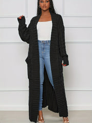 Women's Elegant Long Sweater Coat - Formal & Everyday Chic, Machine Washable Winter Outerwear with Side Pockets - Sophisticated Office to Party Outfits