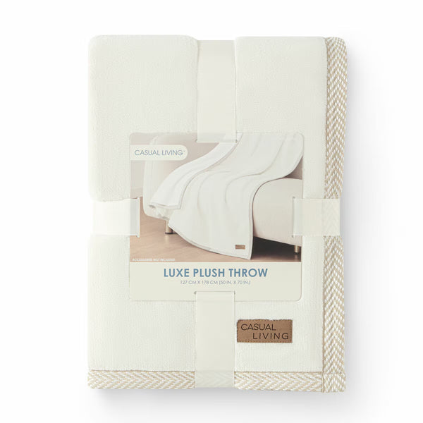Casual Living Luxe Plush Throw in Ivory, 127 X 178 Cm