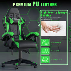 GartistGo Ergonomic Gaming Chair - Gamer Chairs with Lumbar Cushion + Headrest, Height-Adjustable Office & Computer Chair for Adults, Girls, Boys (Without footrest)