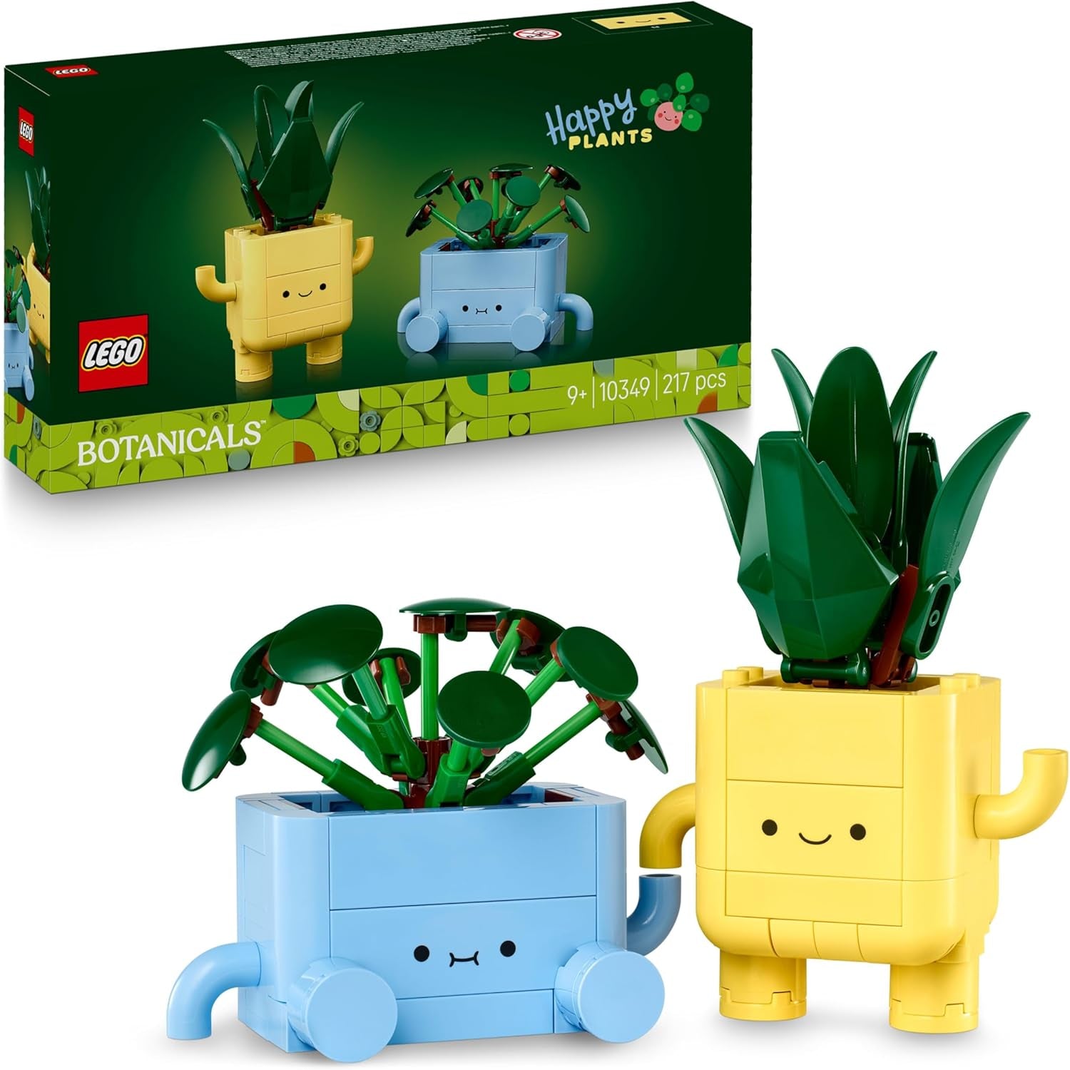 LEGO Botanicals Happy Plants Toy - Crafts Kit for Kids Incl. 2 Artificial Plants with 2 Colourful Flower Pots & Interchangeable Cartoon Faces - Nature Gifts for 9+ Year Old Girls & Teens - 10349