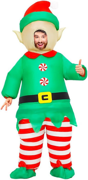 Inflatable Christmas Costume for Adult Blow up Santa Claus Elf Snowman Ginger Bread Man Costum Xmas Funny Fancy Dress