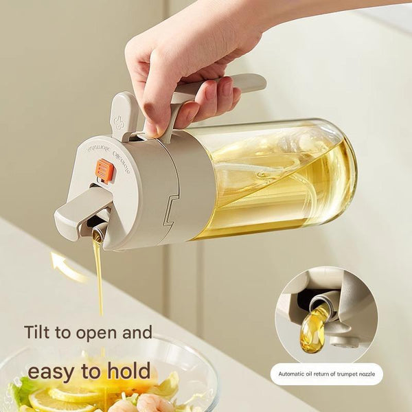 Oil Spray Bottle - Glass Oil Dispenser Bottle 600mL | Olive Oil Sprayer & Pourer for Grilling Baking Cooking Kitchen Utensils 22x7.5cm