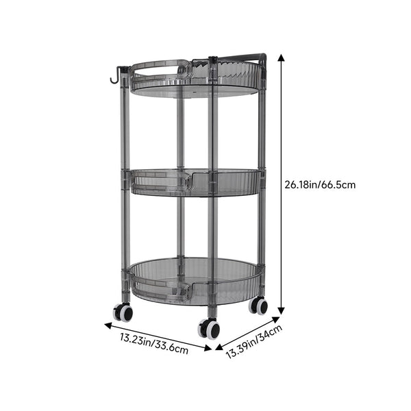 1pc 3-layer Slim Rolling Storage Cart with 4-Wheel Mobility, Practic Plastic Kitchen Storage Trolley with Handle and Hook, Multifuctional Shelving Unit Storage Rack Oganizer for Snack, Book, Sundries in Bathroom, Bedroom, Kitchen & Home Organization