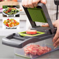 15-in-1 Fruit & Vegetable Grater Set - Kitchen Multi-Tool with 8 Interchangeable Blades (Gray Green) - Includes Dicer/Shredder/Slicer Functions