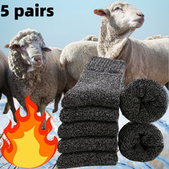 Men's Thick Warm Socks, 5 Pairs, Daily Solid Color Knee-High Winter Men’s Socks, Thermal Insulated Cold Weather Boot Socks, Classic Soft Material Hand-Wash Only for Shoes and Fashion