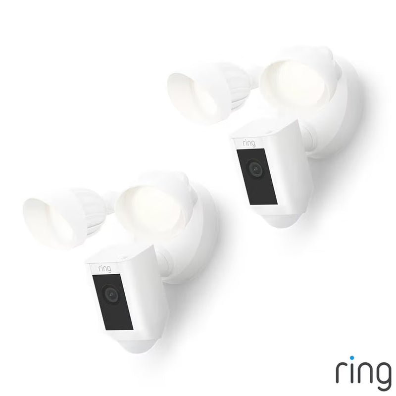 Ring Floodlight Cam (2Nd Gen) - Wired - White Security Camera - Retinal 2K - 2 Pack