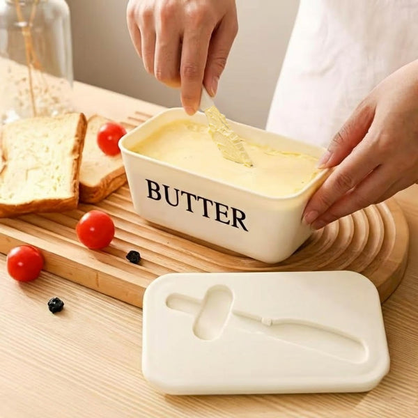Butter Box Set with Professional Stainless Steel Spreader | Food & Snack Storage Container, Fridge Organizer Box - Ideal for Butter & Kitchen Use