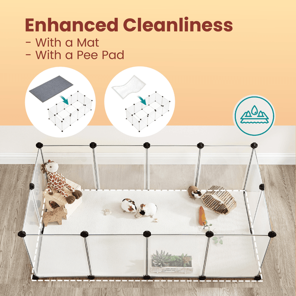 Pet Playpen, Pet Fence Indoor, Modular Animal Pen with Floor, for Hamsters, Rabbits, Hedgehogs, Ferrets