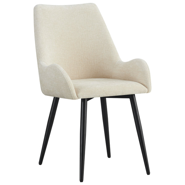 MOF Set of 4 Dining Chairs with Armrests - Mid-Century Upholstered Dining Chairs with Soft Cushioned Seat & Black Metal Legs for Dining Room, Living Room, Kitchen or Vanity Chair