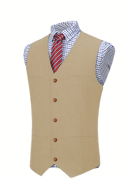 Men'S Vest Wool Blend Herringbone Vintage Men'S Fashion Vest, Groom Best Man Formal Wedding Party Casual Vest