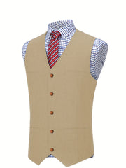 Men'S Vest Wool Blend Herringbone Vintage Men'S Fashion Vest, Groom Best Man Formal Wedding Party Casual Vest