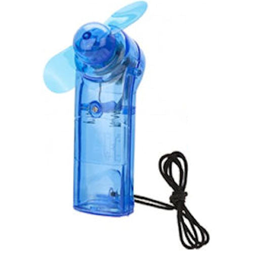 Blue Hand Fan with Neck Cord – Battery Operated Portable Cooling Device | Lightweight Travel Cooling Fan
