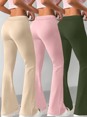 European and American Spring/Summer New Fashion Women's Bottoms: Flared Straight-Leg Pants with Classic English Text Print, Daily Casual Butt-Lifting Peach Butt Long Pants, Three-Piece Set
