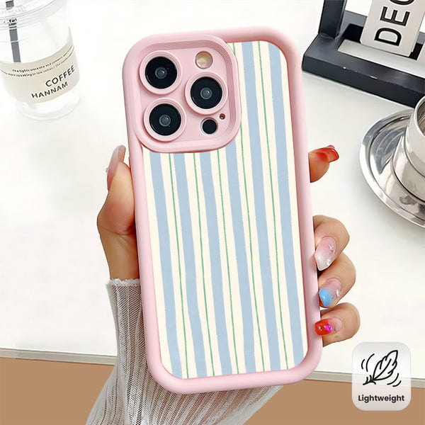 Phone Case: Phone Case - Protect Your Phone with a Soft Pink Case Featuring a Blue And White Striped Pattern, UV Printed. for iPhone 17 Air/16/15/14/13/12/11/Plus/Pro/Pro Max and Galaxy S, A Series/XIAOMI/MOTO/PIXEL.Gift for Friends, Boys