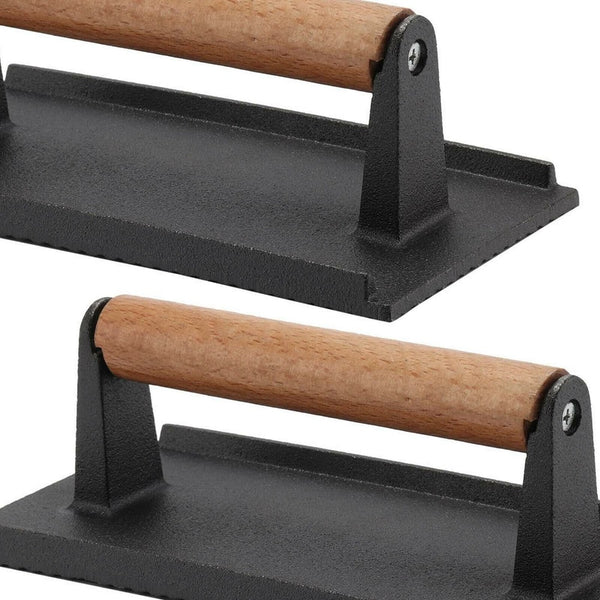 Cast Iron Steak Weight Heavy Duty Burger Press Bacon Press Grill Summer BBQ Gift Kitchen Black 20 X 10 Cm
