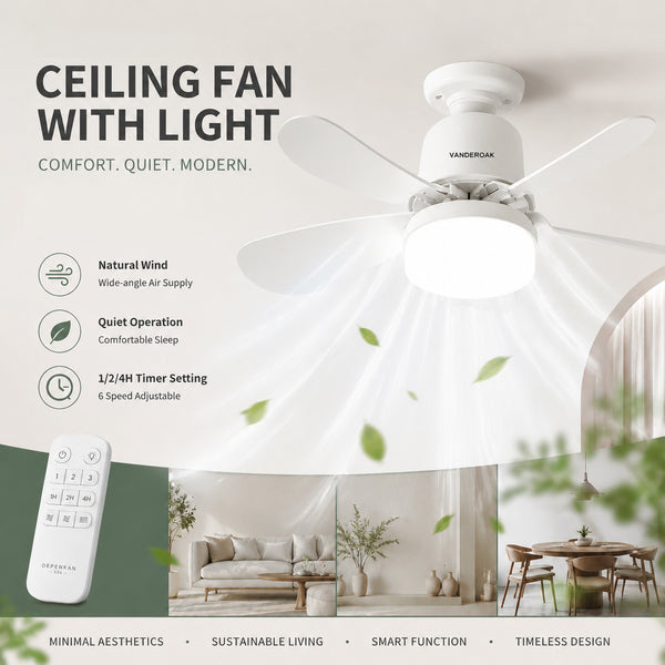 Modern Silent Ceiling Fan Lamp. Equipped with 6-Speed Wind Speed Adjustment, Timer Function And Continuous Dimming Feature. Suitable for Living Rooms, Bedrooms And Offices. It Is a Must-Have Item for Spring And Summer.