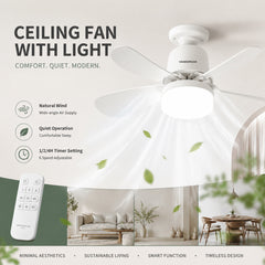 Modern Silent Ceiling Fan Lamp. Equipped with 6-Speed Wind Speed Adjustment, Timer Function And Continuous Dimming Feature. Suitable for Living Rooms, Bedrooms And Offices. It Is a Must-Have Item for Spring And Summer.
