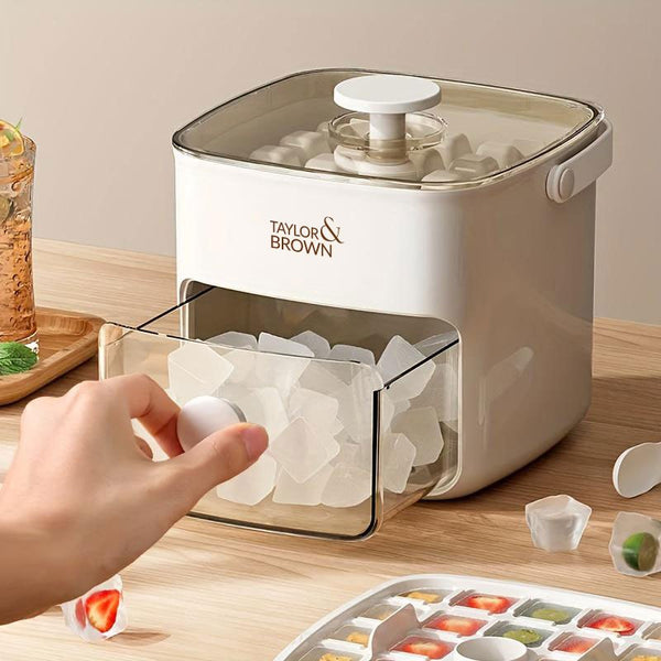 48-lce Cube Maker with Easy-Press Lid - Large Capacity, Double Layer Design, Food-Grade Plastic Storage Tray for Freezer. Essential Kitchen Gadget. RV kitchen, suitable for family scenes
