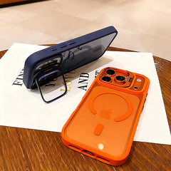 Phone Case: Luxury Matte Transparent Non-slip Shockproof Magnetic Bracket Phone Case for iPhone 17 Air 16 15 14 13 12 11 Pro Max Plus with Lens Film Protection Cover