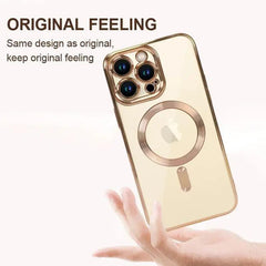 Magnetic Phone Casefor iPhone 14, 14 plus, 14 Pro, 14 Pro Max Titanium Metallic Color Luxury Phone Case Support Wireless Charging with Lens Protector Shockproof Clear Cover