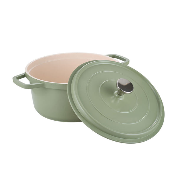 20cm/24cm Enamel Stew Pot, Double-Handled Non-Stick Soup Pot for Instant Noodles and Daily Cooking, Suitable for Gas Stove and Induction Cooker, White/Green/Red