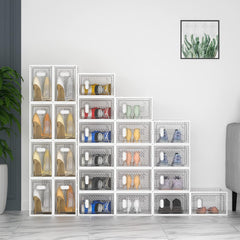 SIMPDIY Shoe Storage, 12 Pack Shoe Organizer for Closet, Shoe Boxes Clear Plastic Stackable Shoe Containers with Lids for Size 10