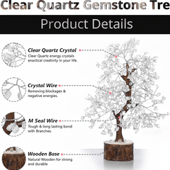 Clear Quartz Crystal Tree – Natural Healing Crystal Decor for Home Office Desk, Spiritual Feng Shui Ornament, Positive Energy Crystal Gift for Women Men, Meditation Reiki Decor, Living Room Ornament, Gift Box Included with Mini Crystal Guide