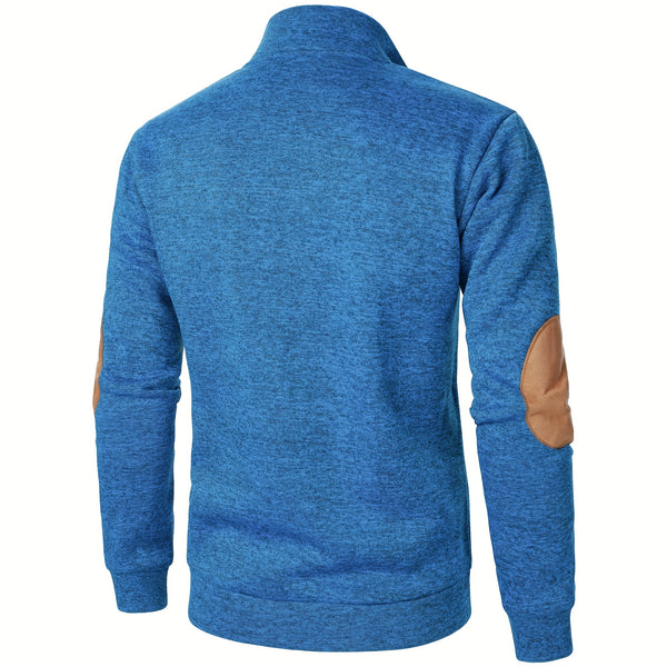 Men'S Long-Sleeve Casual Knit Shirt with a Stand Collar for Autumn And Winter, Suitable for Golf And Camping, Sold in a Set of Three
