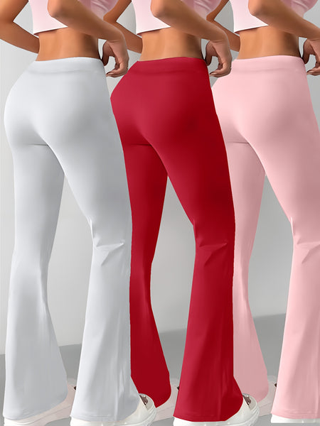 European and American Spring/Summer New Fashion Women's Bottoms: Flared Straight-Leg Pants with Classic English Text Print, Daily Casual Butt-Lifting Peach Butt Long Pants, Three-Piece Set