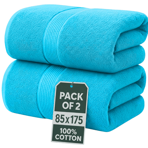 Set of 2 Jumbo Extra Large Bath Sheets – 85 x 175 cm Super Soft, Highly Absorbent, Quality Towels for Bathroom, Spa, Gym & Hotel Use
