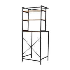 3-Tier Over Toilet Storage Rack, Freestanding Bathroom Laundry Organizer Shelf, Multi-Layer Storage Cabinet for Towels, Detergent, and Plants, White/Black