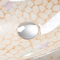 1pc Marble Texture Bathroom Sink, Oval Cloakroom Ceramic Washbasin Countertop Basin Handmade Sink Washing Bowl for Living Room, Bedroom, Laundry, Office, Washroom, Toilet, Vanity Cabinet, Easy To Clean, 48x34x14.5cm