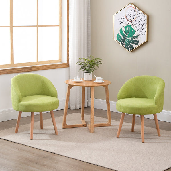 Set of 2 Small Accent Occasional Lounge Sofa, Guest Reception Sofa Chair Office Chair, Tub Chairs Upholstered Fabric with Solid Wood Legs